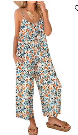 Jumpsuits for Women Casual Sleeveless Spaghetti Strap Rompers Boho Wide Leg Jumpsuits Overalls Dressy Trendy Outfits Clothes