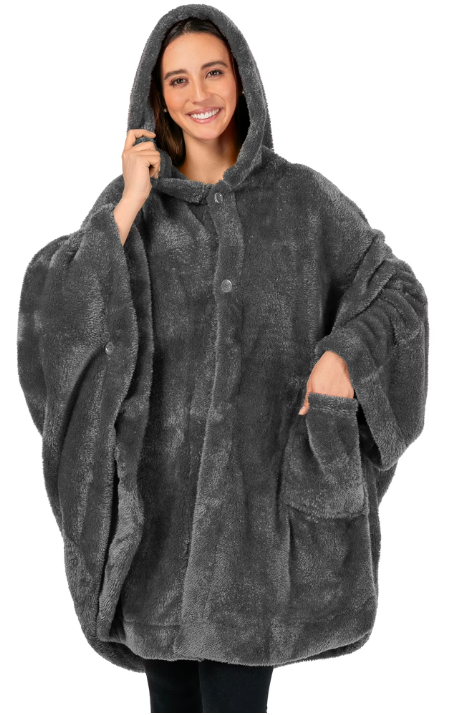 Hooded Blanket Poncho, Wearable Blanket Throw Wrap Capes for Women Adult, Cozy Fluffy Sherpa Shawl Cape