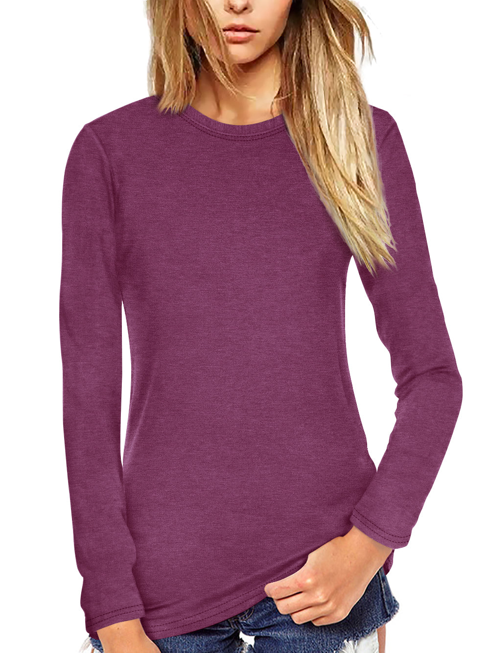 Women T Shirt Long Sleeve Crew Neck Tee Tops