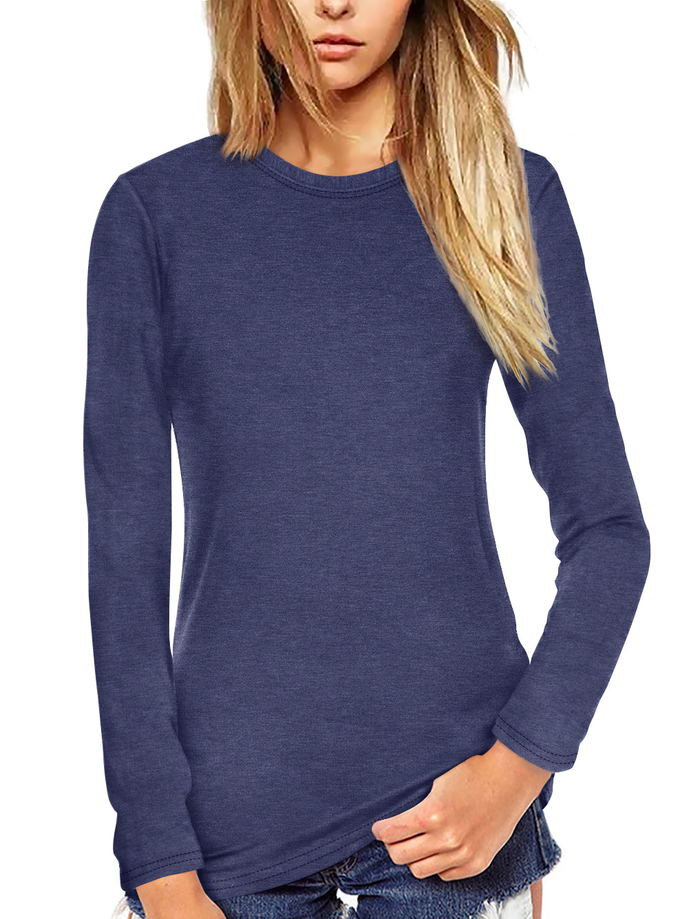Women T Shirt Long Sleeve Crew Neck Tee Tops