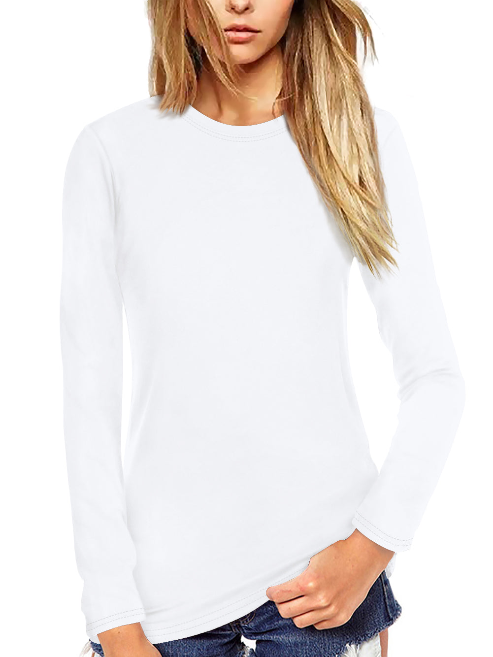Women T Shirt Long Sleeve Crew Neck Tee Tops