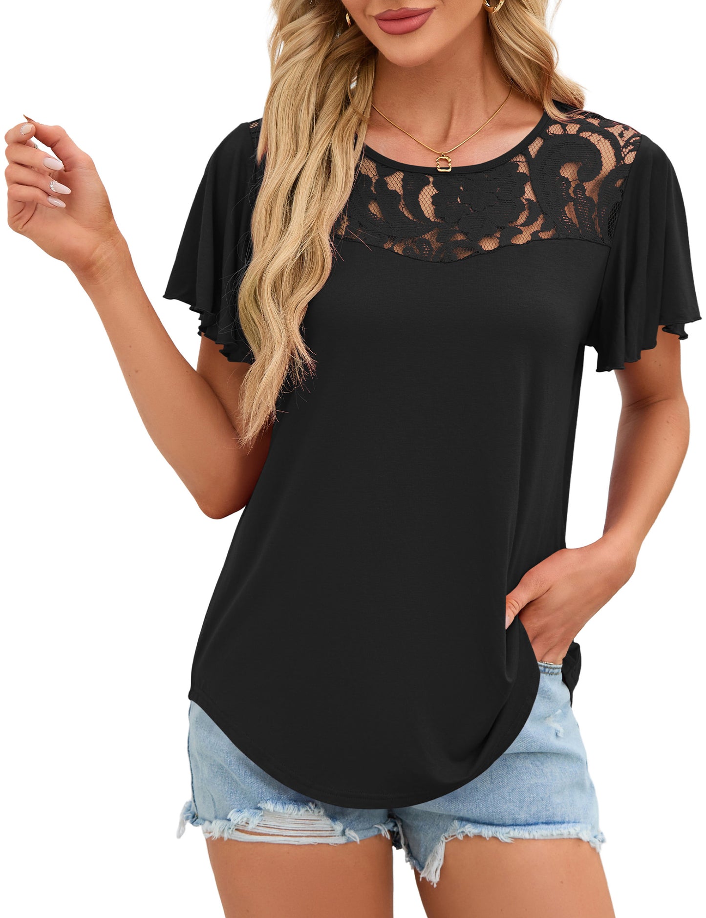 Short Ruffled Sleeves TShirt