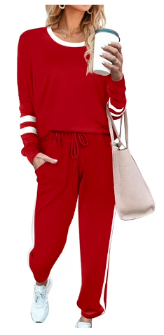 Sweatsuits Womens 2pcs Sets Jogger Set Casual 2 Piece Outfit Striped Sweatshirts Long Tracksuits