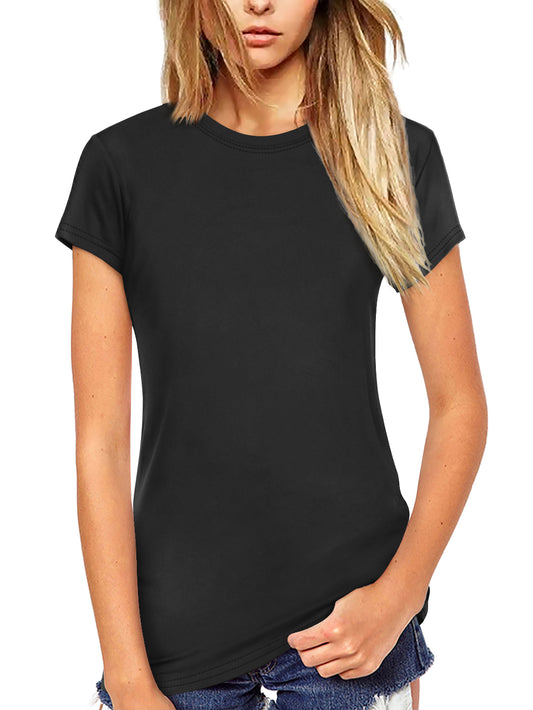 Womens Crew Neck T Shirts Short Sleeve Soft Plain Tee Tops