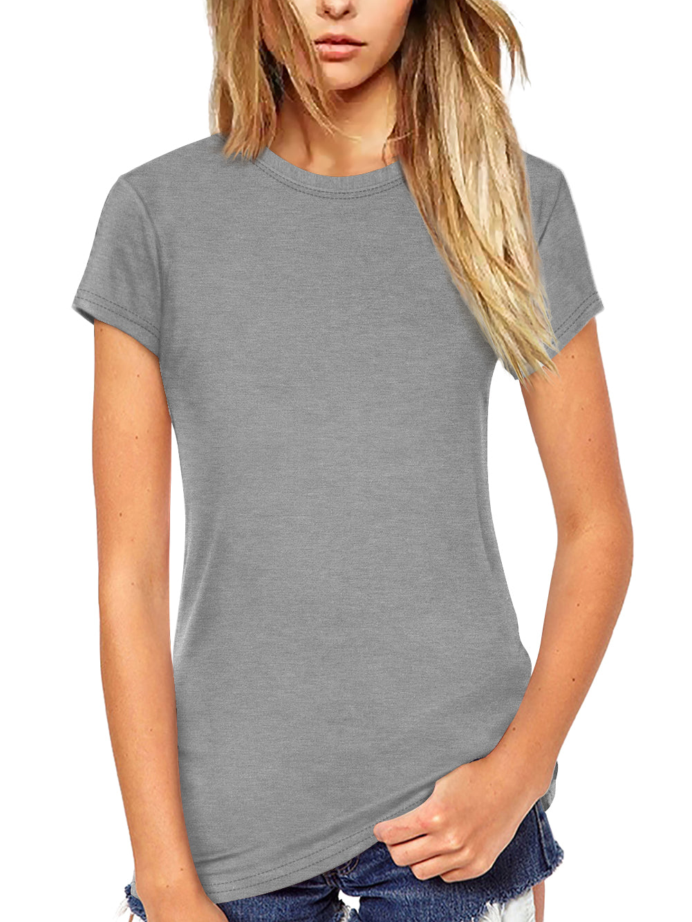 Womens Crew Neck T Shirts Short Sleeve Soft Plain Tee Tops