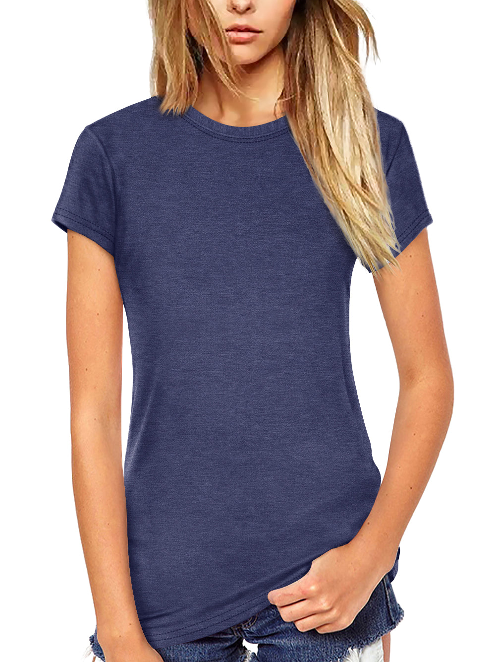 Womens Crew Neck T Shirts Short Sleeve Soft Plain Tee Tops