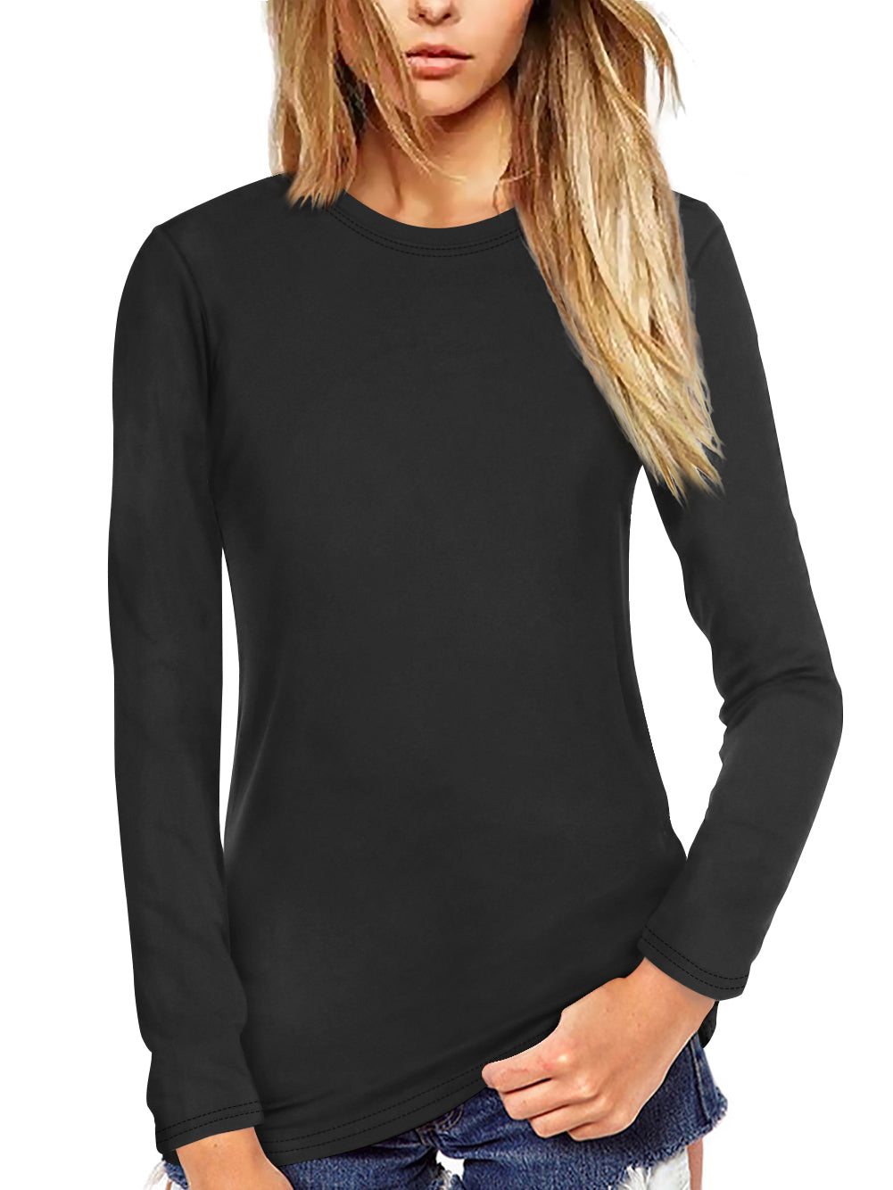 Women T Shirt Long Sleeve Crew Neck Tee Tops