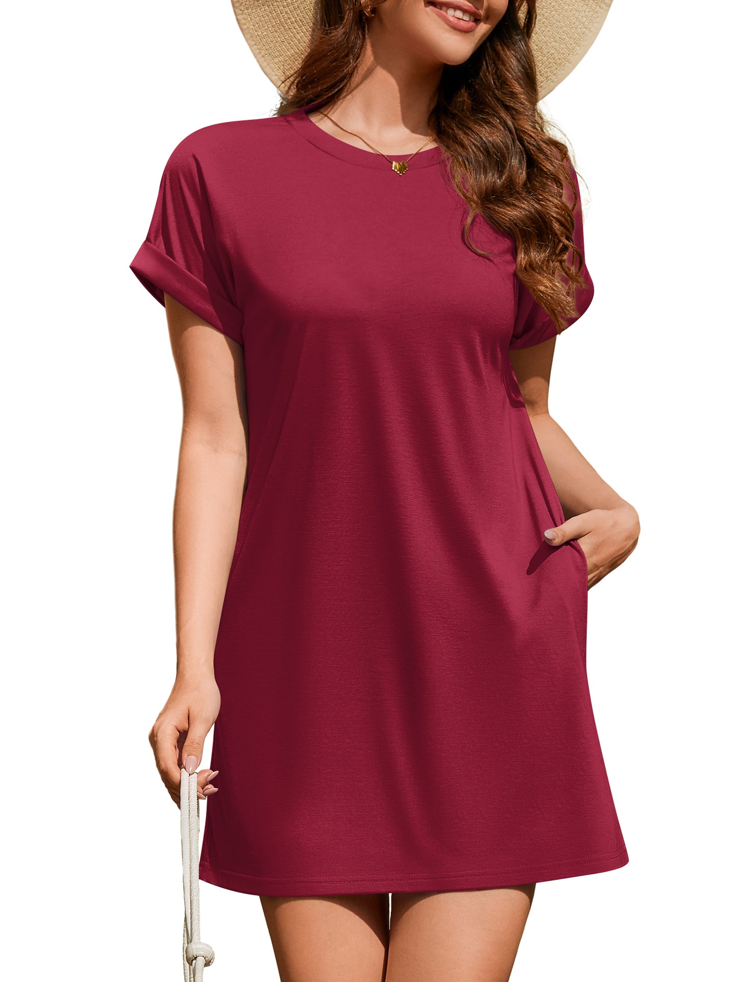 Women’s Summer Dress Short Sleeve Crew Neck T-Shirt Dresses Casual Loose Fit Fashion Mini Dress