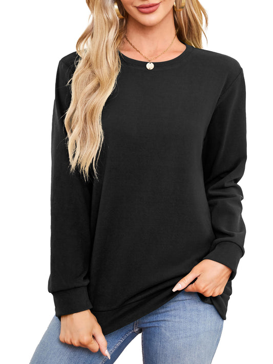 Women Sweatshirts Crew Neck Long Sleeve Tunic Tops Casual Pullover with Pockets