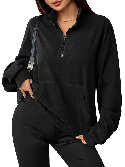 Sweatshirts for Women Oversized Fleece Tops Fall Half Zip Turtleneck Long Sleeve Pullover